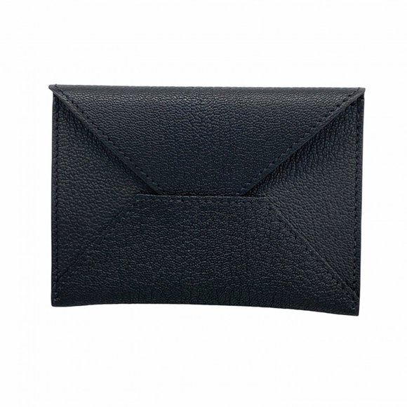 Hermes Hermès Business Card Holder Envelope PM Chevre Black K Stamp Men's Wom... - Picture 1 of 5